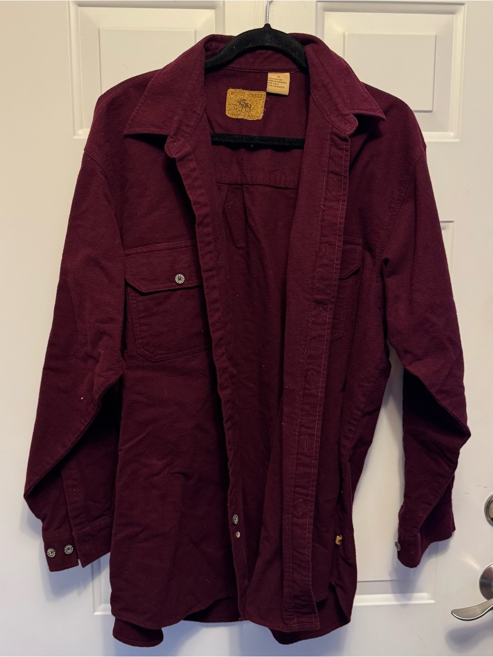 Moose Creek Heavy Chamois Maroon Flannel Button Shirt Men XL